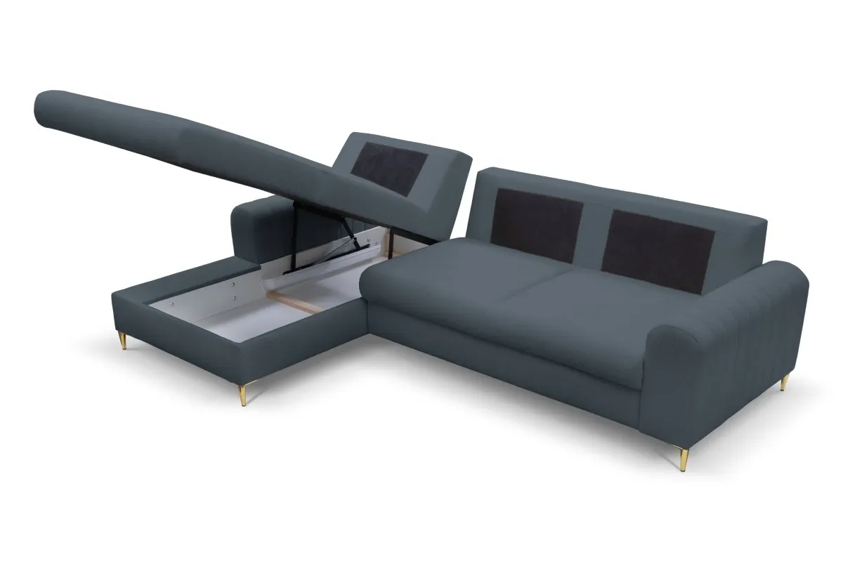 Narożnik rozkładany z pojemnikiem MONACO LOFT 251 cm lewy niebieski - MONACO_NAR_LOFT14_L