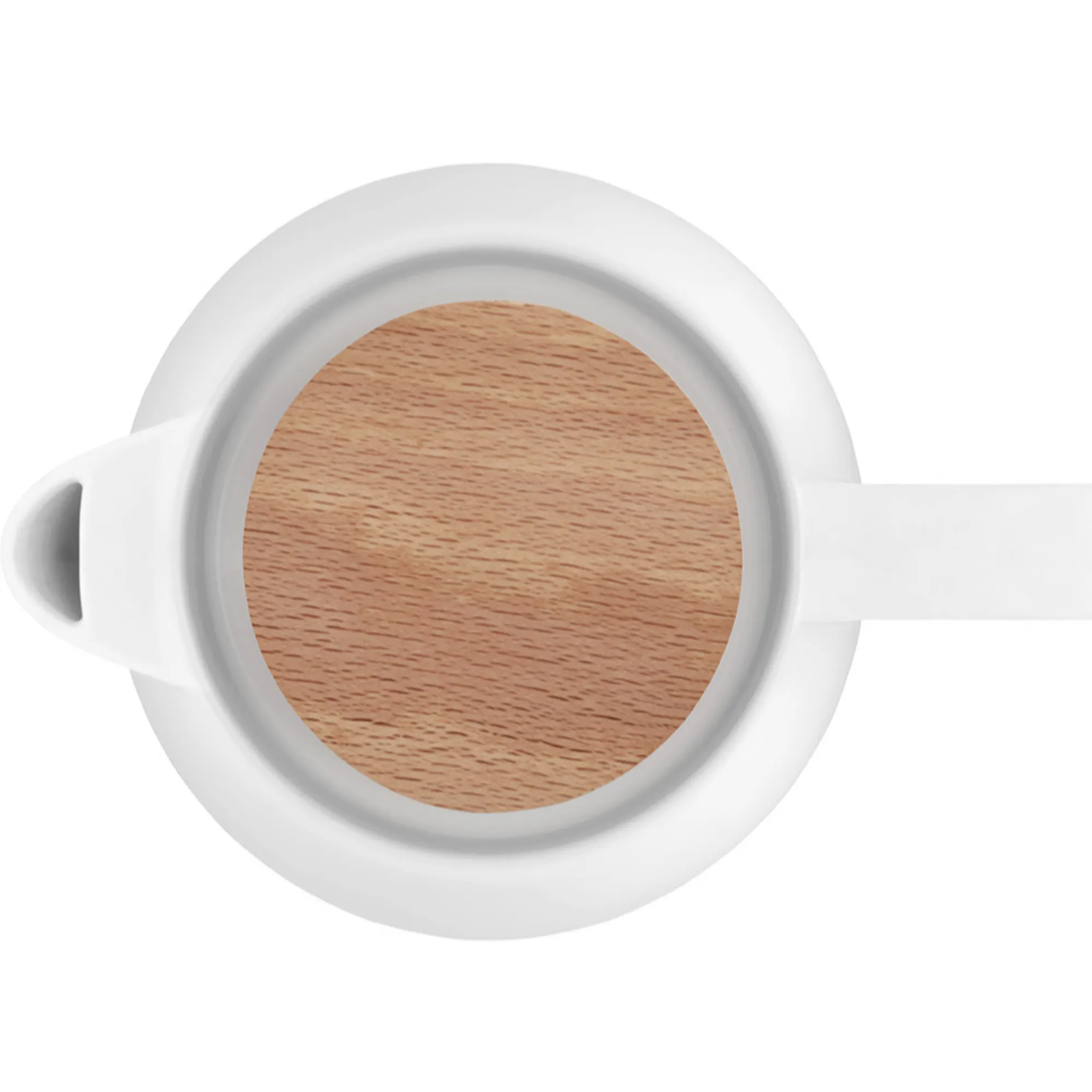 image taza, keramika, biała, drewniana wstawka, korpus biały