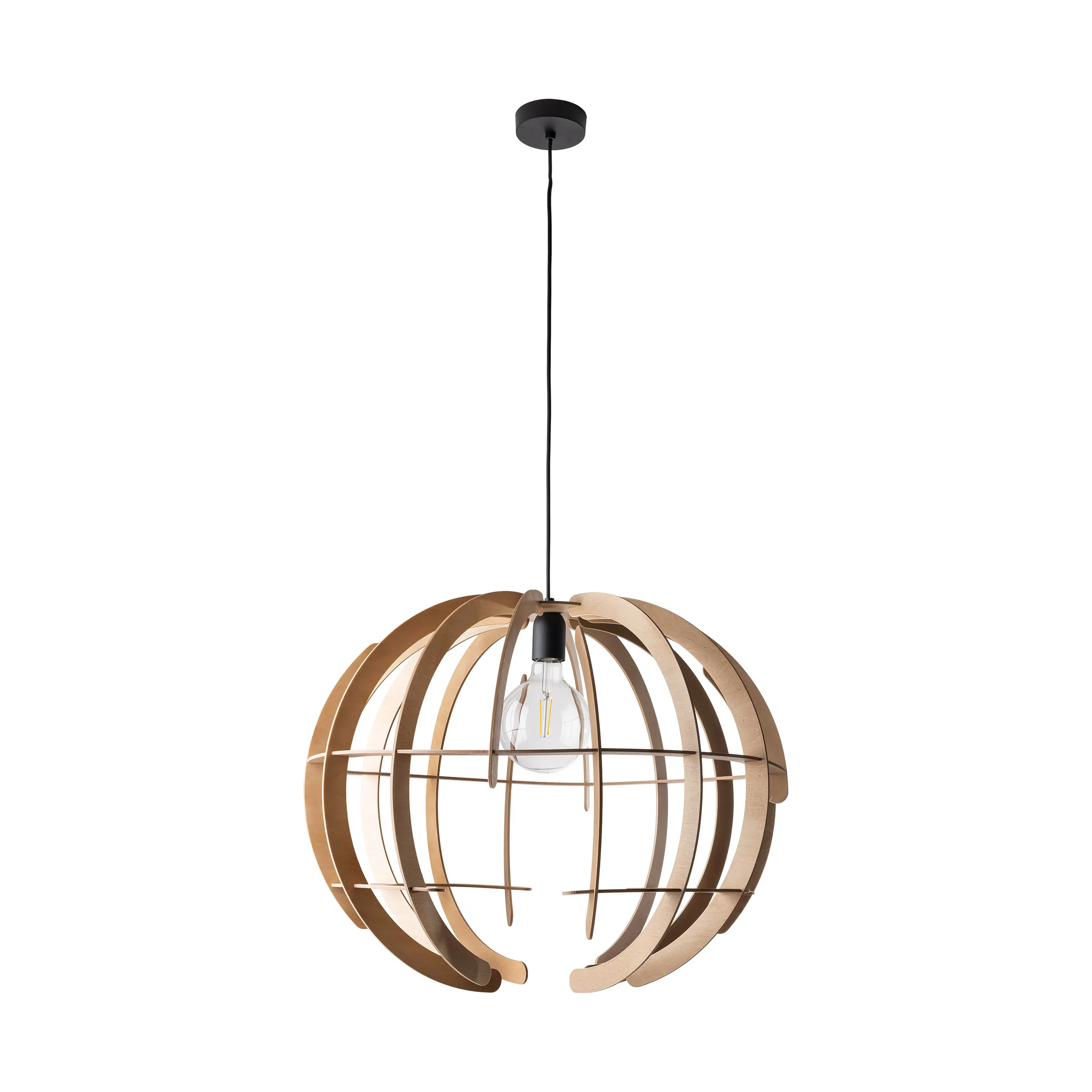 Lampa wisząca VENUS czarna z drewnianym kloszem 180x63cm - TK_6888
