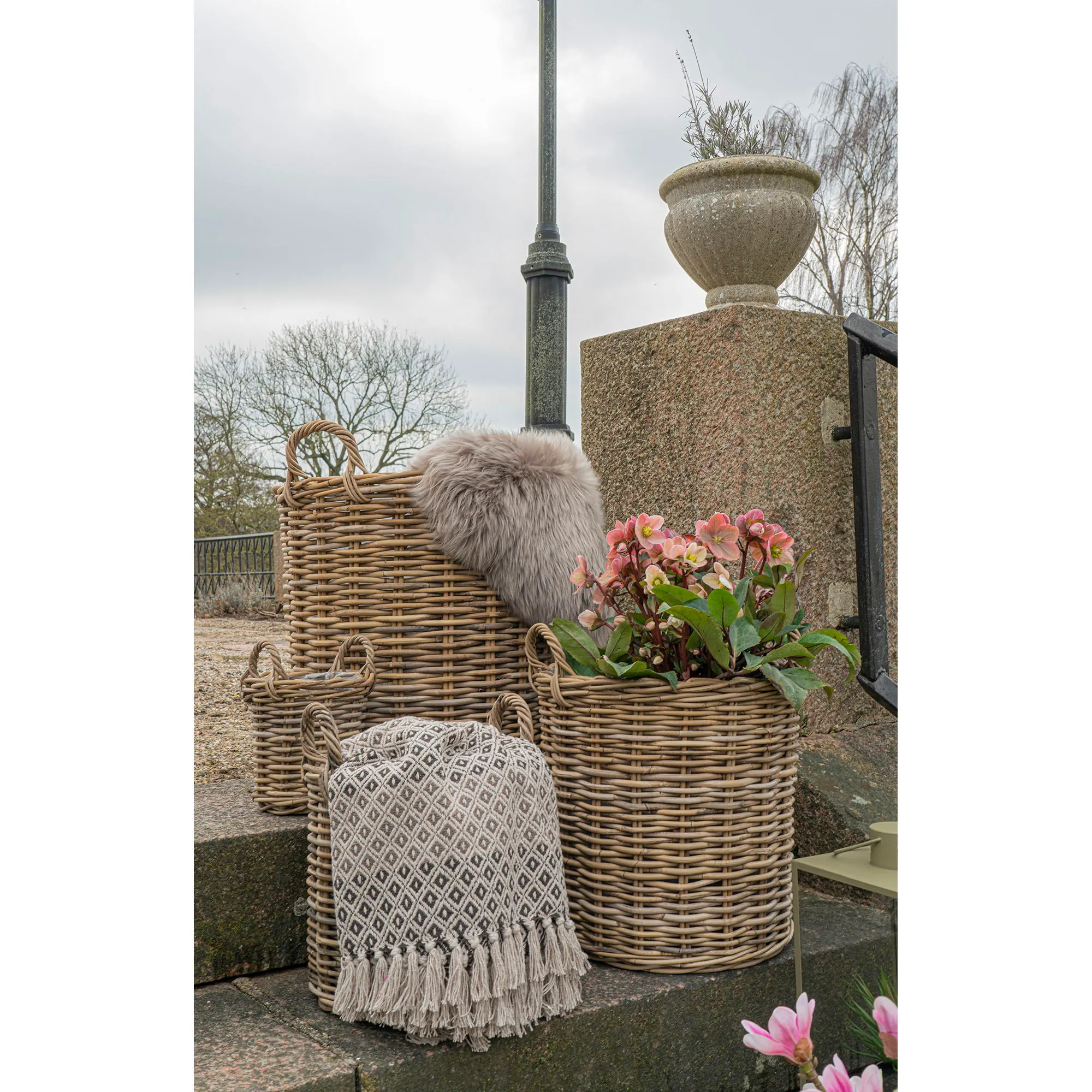 Koc z frędzlami ALANYA 130x180 cm brązowy beżowy biały - 3960916