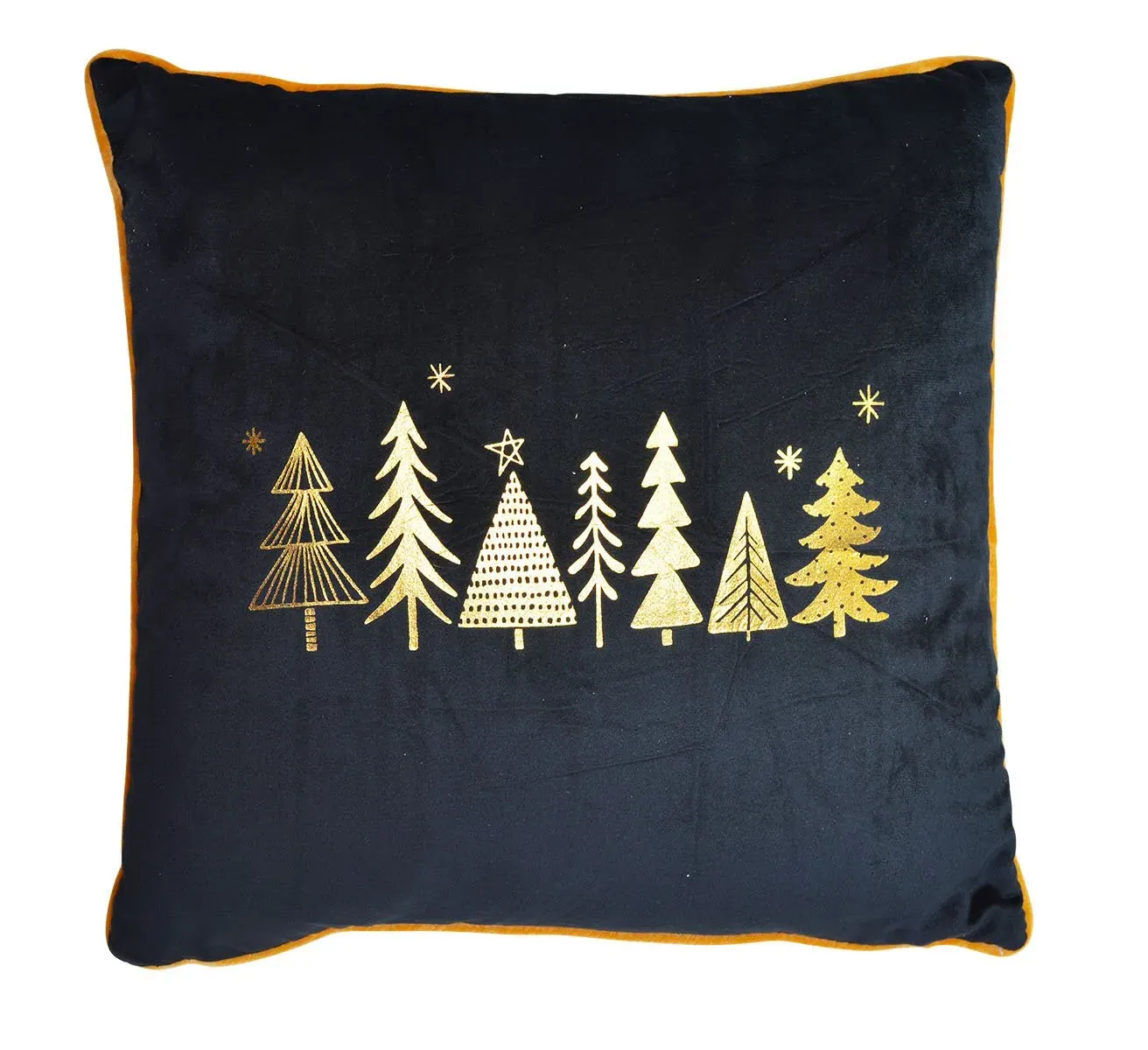Poduszka świąteczna welurowa ZE ZŁOTYMI CHOINKAMI 40x40 czarna Poduszka świąteczna welurowa ZE ZŁOTYMI CHOINKAMI 40x40 czarna
