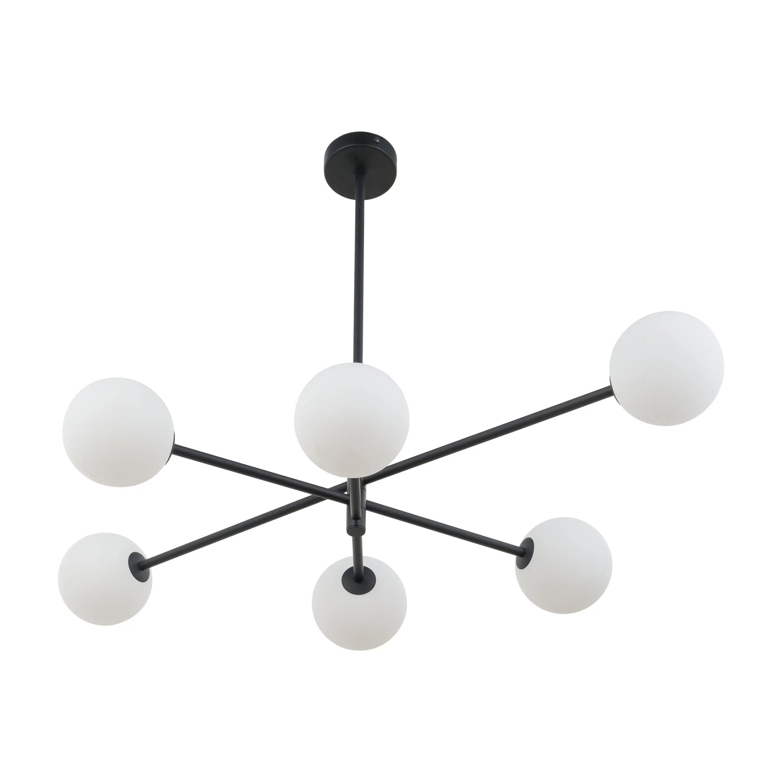 Lampa sufitowa SARIUS czarna z białymi okrągłymi szklanymi kloszami 90x68x64cm - TK_4732