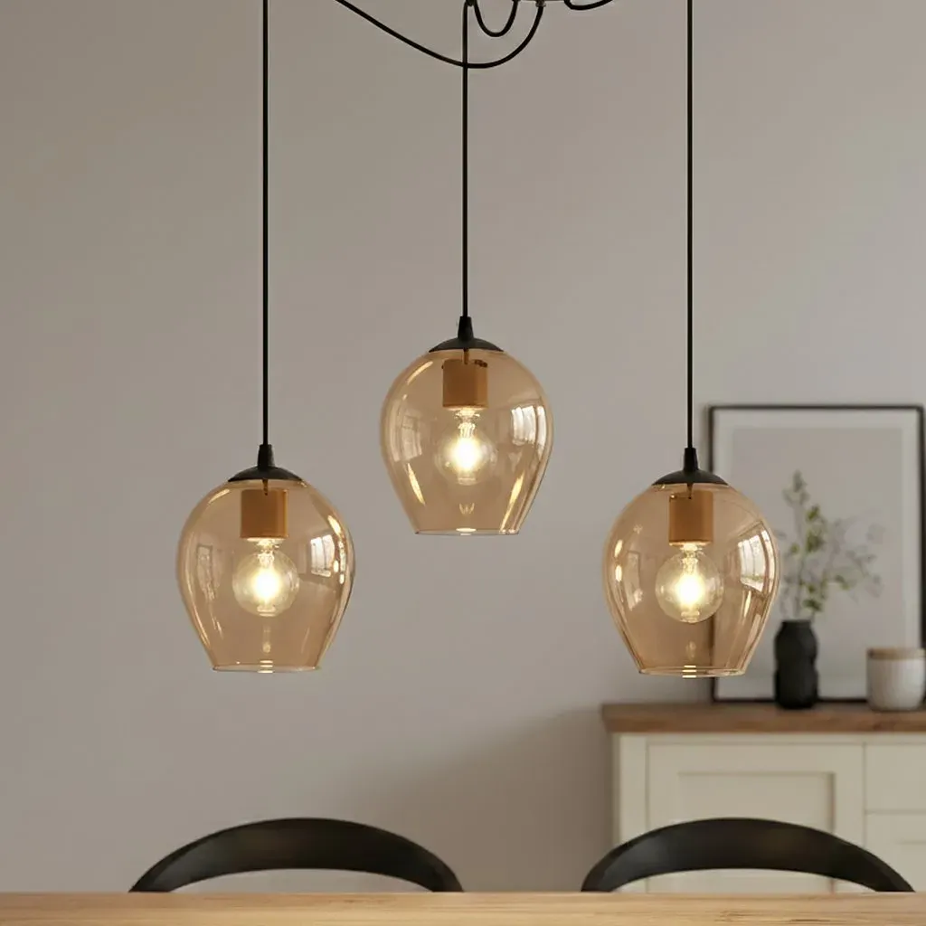 Lampa wisząca pająk LEVEL 3 czarny miodowy - 758/3