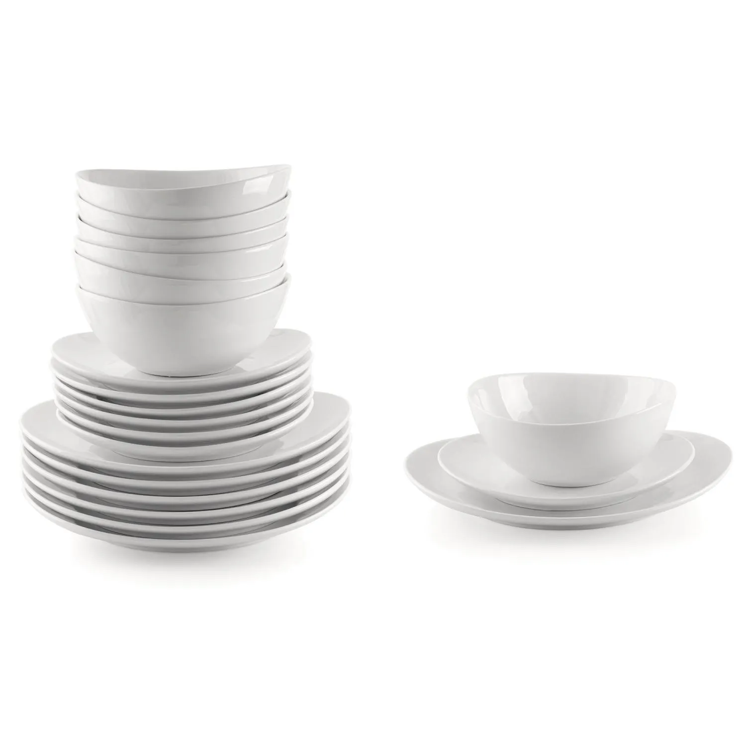 image talerze, zestaw naczyń, biały, porcelana, zestawy stołowe