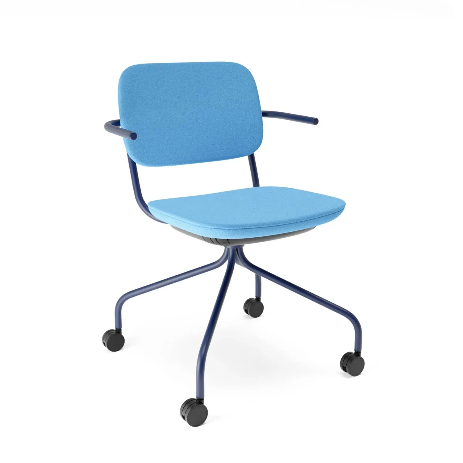 Krzesło na kółkach Normo 500HC z podłokietnikami, Niebieski