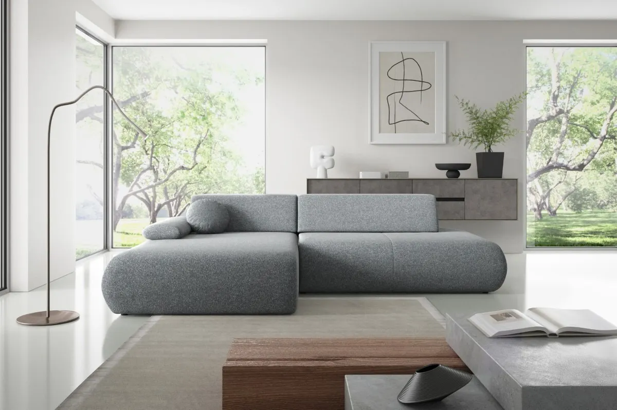 Narożnik rozkładany z pojemnikiem PUENTE 286 cm lewostronny popielaty - PUENTE_NAR_PUENTE94_L