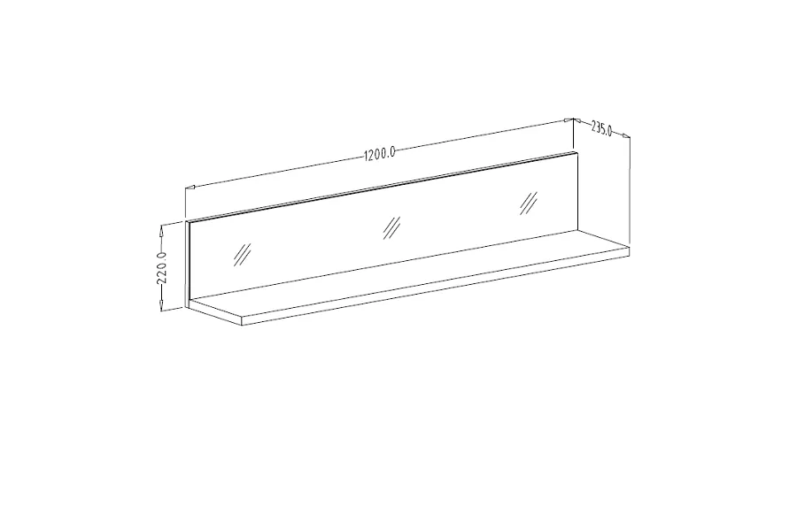 Półka HELIO 01 wisząca czarna 120x24x22cm - 24WWJW01