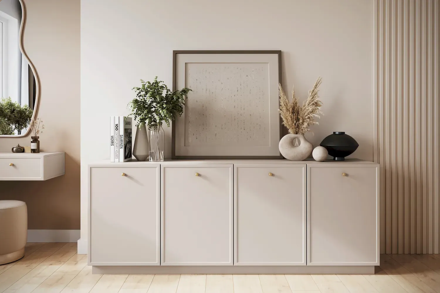 Komoda 4-drzwoiowa LORINI 200 - cashmere gałka złota cokół - B_166750