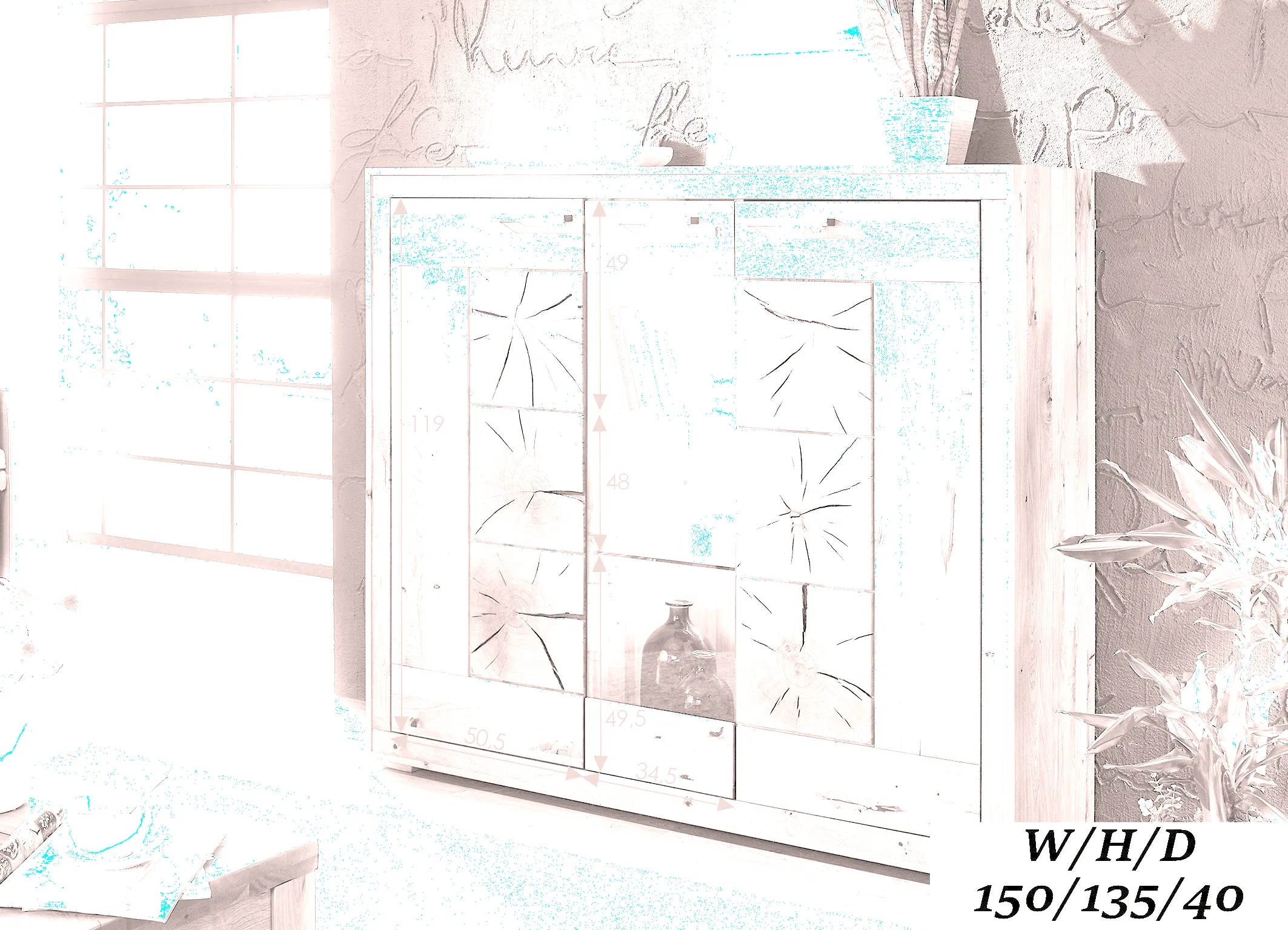 Kredens II Cornflower 2-drzwiowy, dąb olejowany 150 cm - GK_1033150811