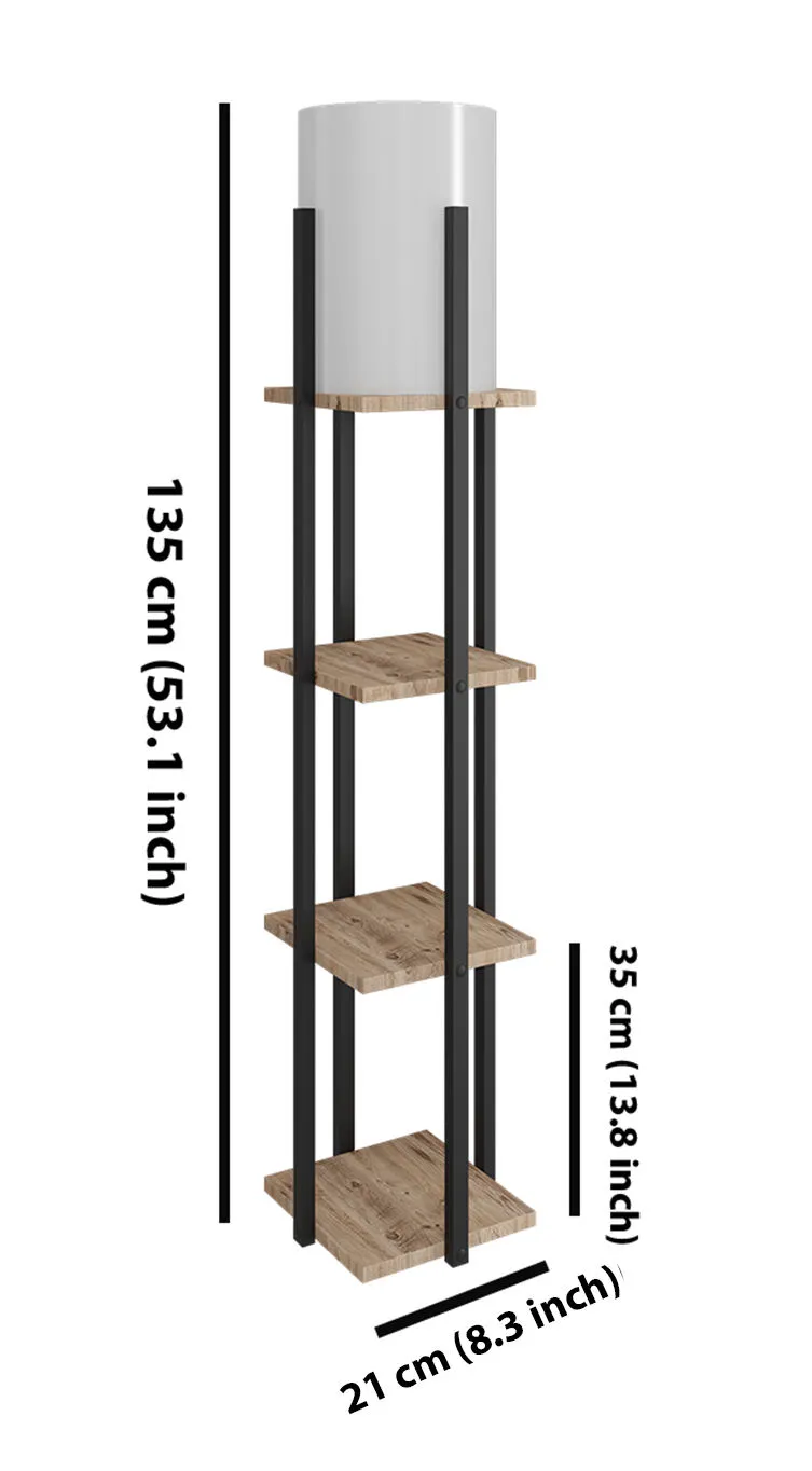 Lampa podłogowa z półkami CIRCLE NORA kolor podstawy czarny - ASI_390FLH1148