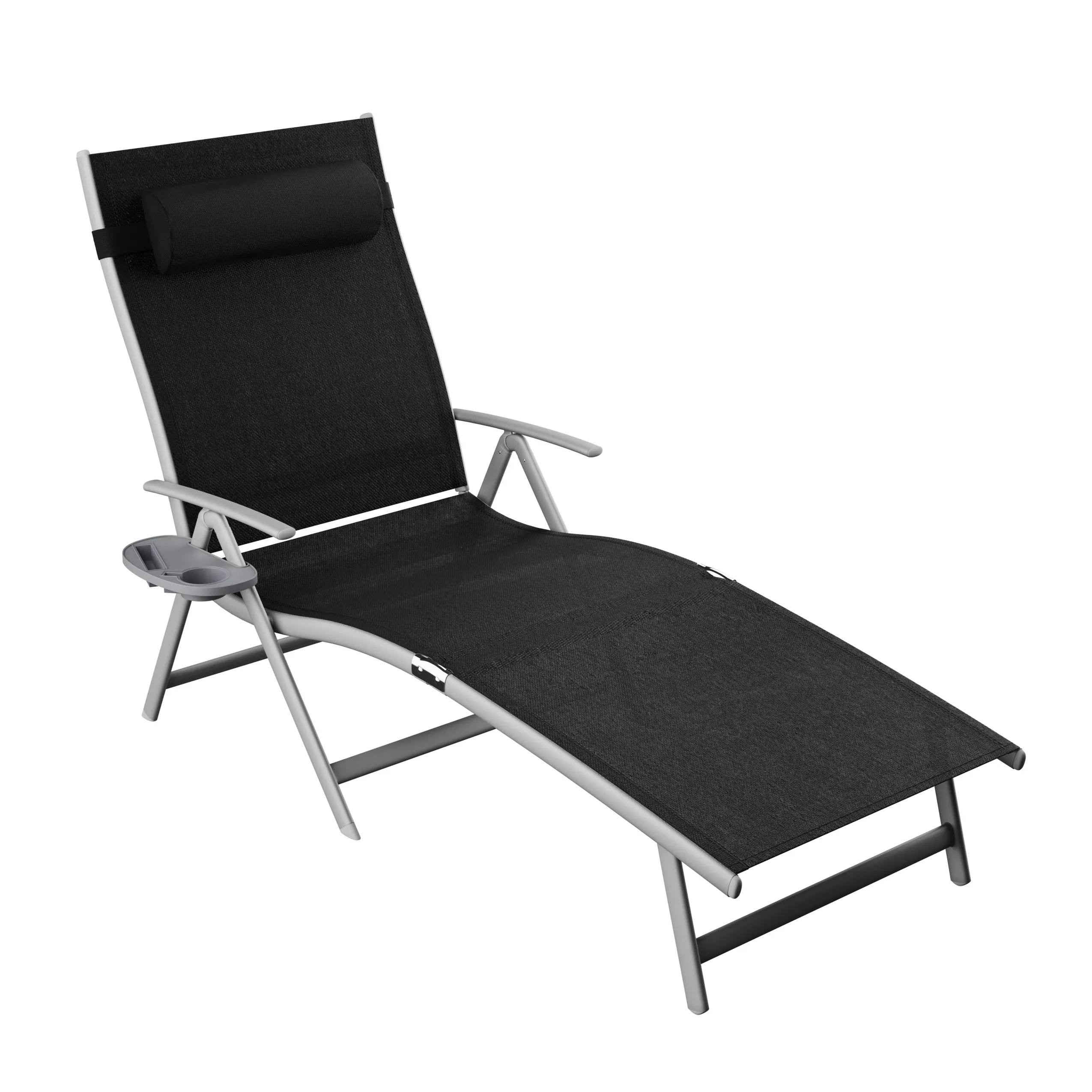 Leżak ogrodowy składany TARDY 182 cm aluminiowy czarny Zenjoy Meble, Krzesło