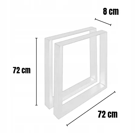 Nogi metalowe do stołu stelaż pod blat MATARO zestaw 2 szt. 72x72x8 czarne - LD_TZ000484