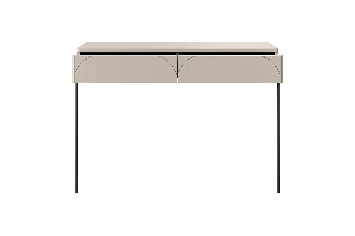 Toaletka - konsola z 2 szufladami SONATIA 100 - kremowy - czarny stelaż - B_149184