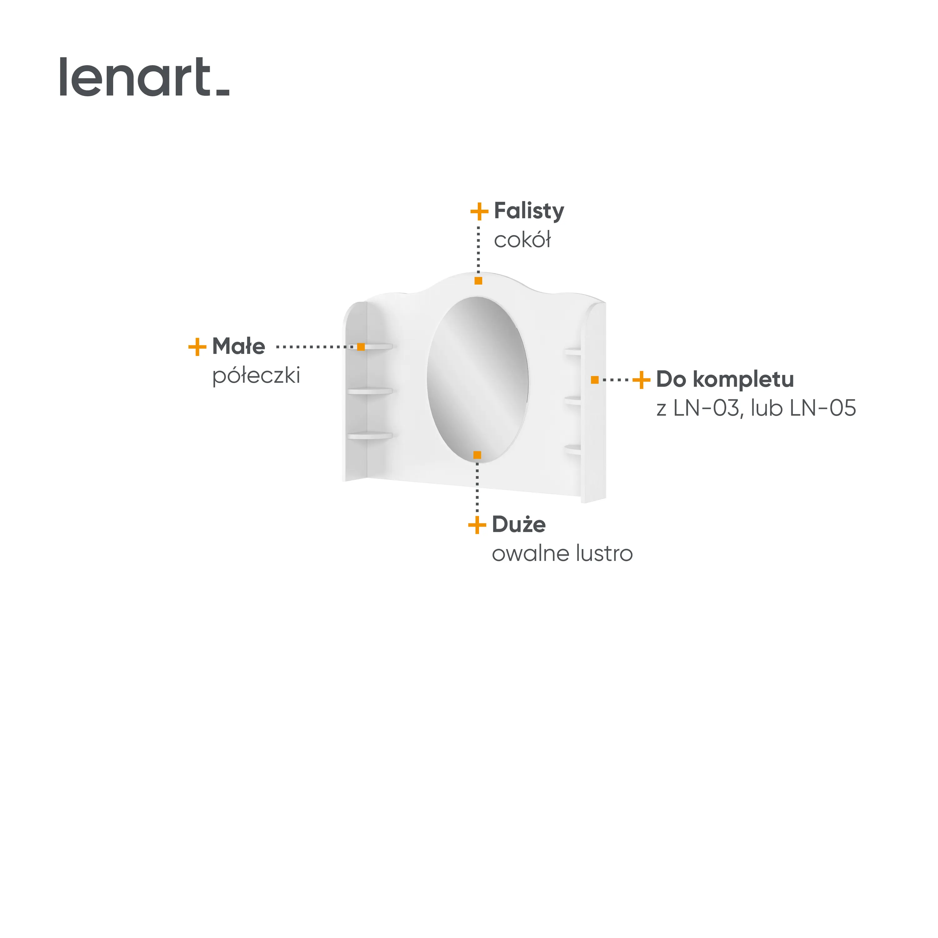 Nadstawka do toaletki LUNA LN-06 biało-różowa - LN6BR