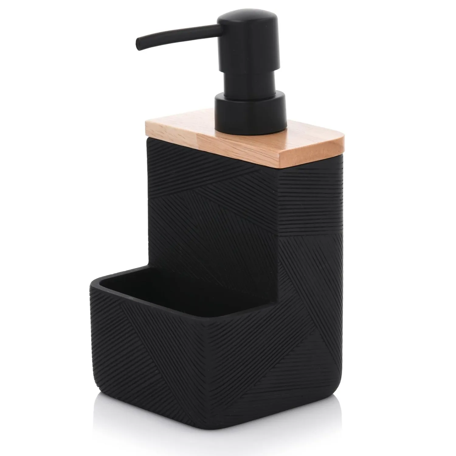 squid, soap dispenser, black, wood lid, storage holder