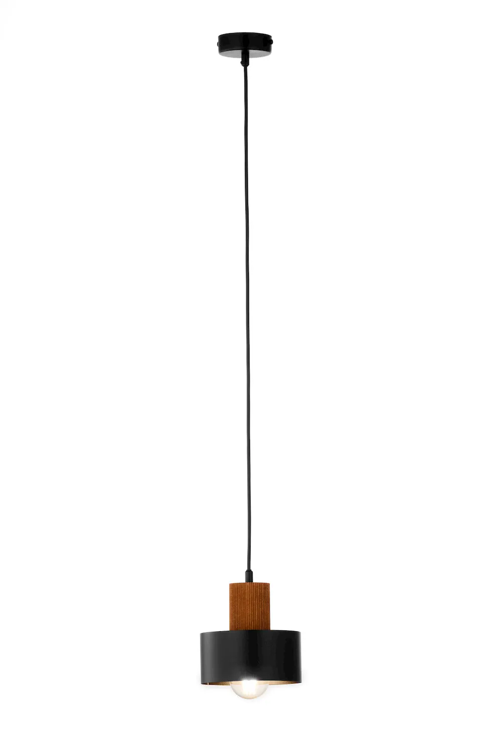 image lampa wisząca, pendant light, czarna lampa, metalowy montaż, żarówka LED