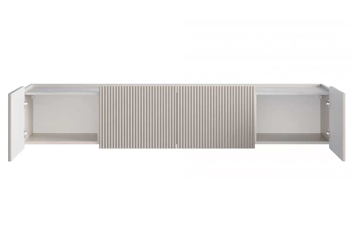 MALMI Szafka RTV 200 2D2SZ - cashmere / crema bianca / wisząca / czarne uchwyty - B_162317