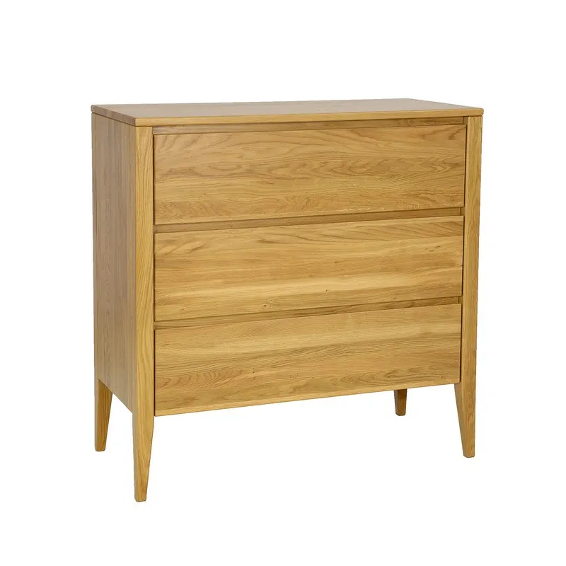 Komoda drewniana dębowa z 3 szufladami 95x95 cm na nóżkach (KD338) — zdjęcie 2