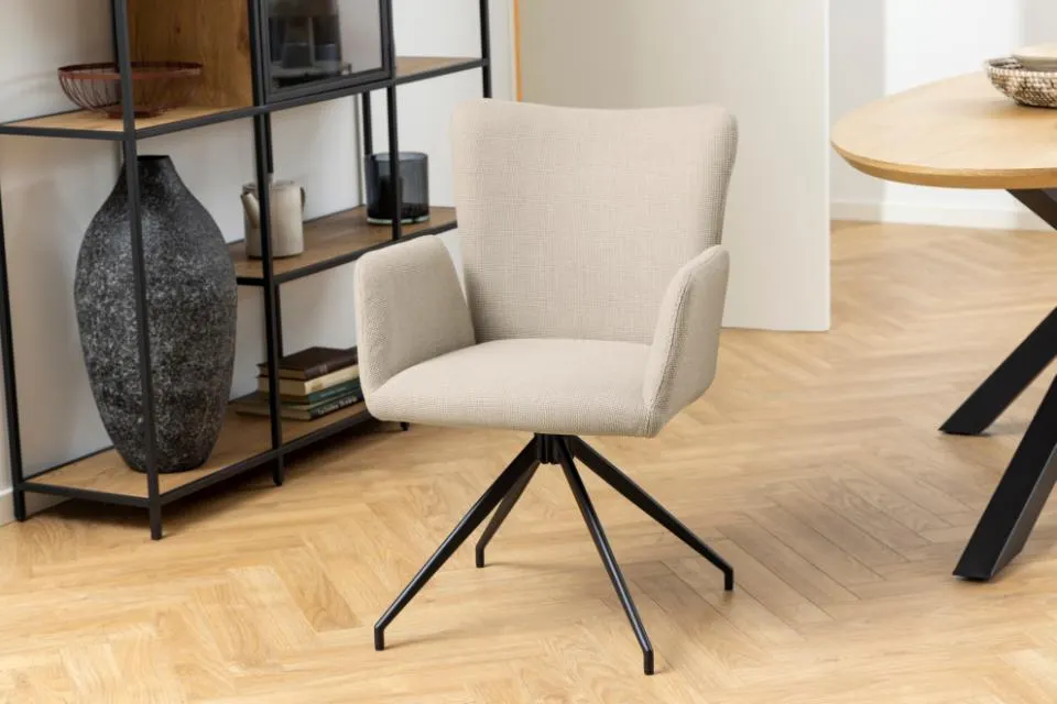 Krzesło obrotowe Agnes Beżowy -zam. błyskawiczny, Czarny ( zestaw 2 sztuk ) - 0000098875