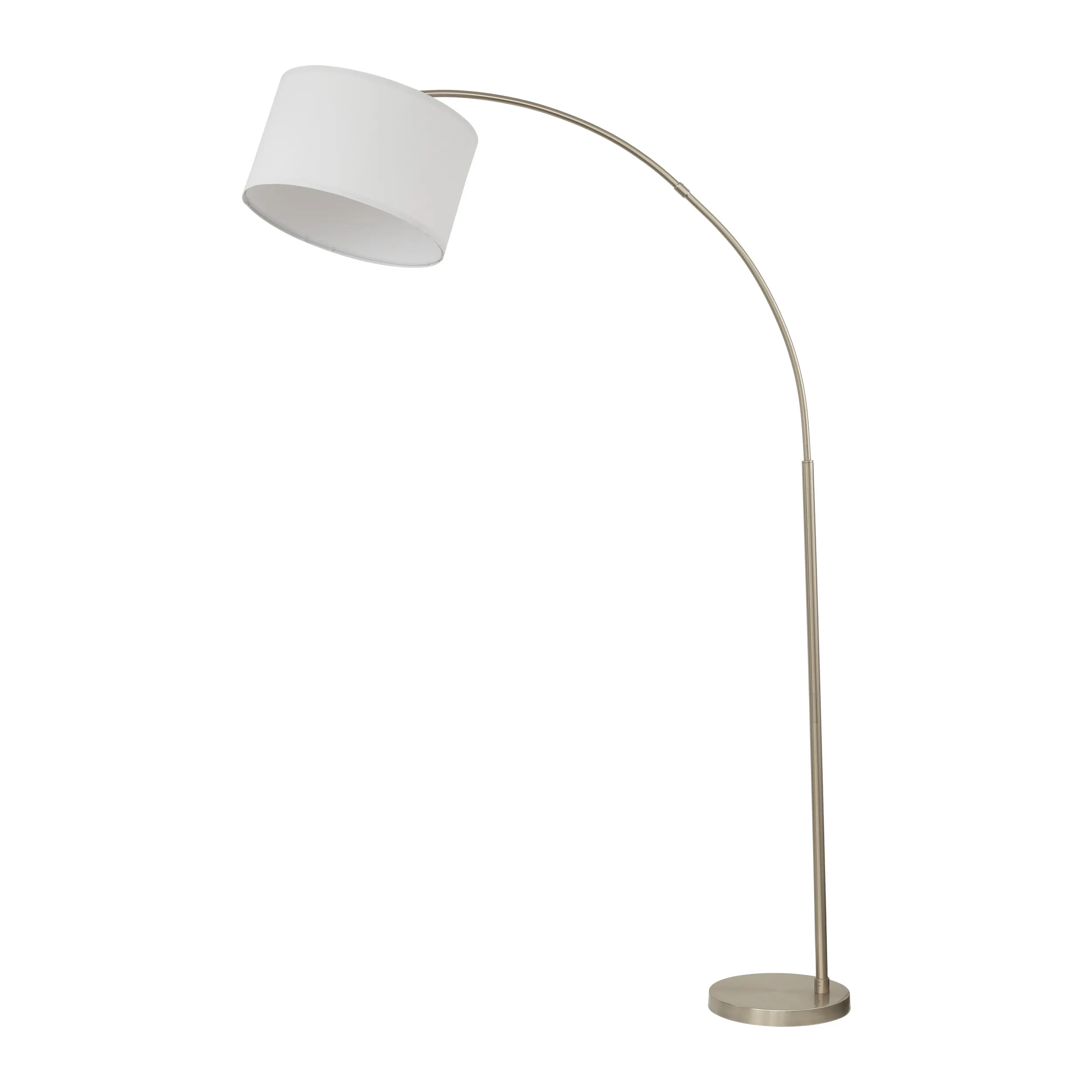 Lampa podłogowa ZENITH brązowa z białym okrągłym abażurem 200x130x50cm - TK_16022