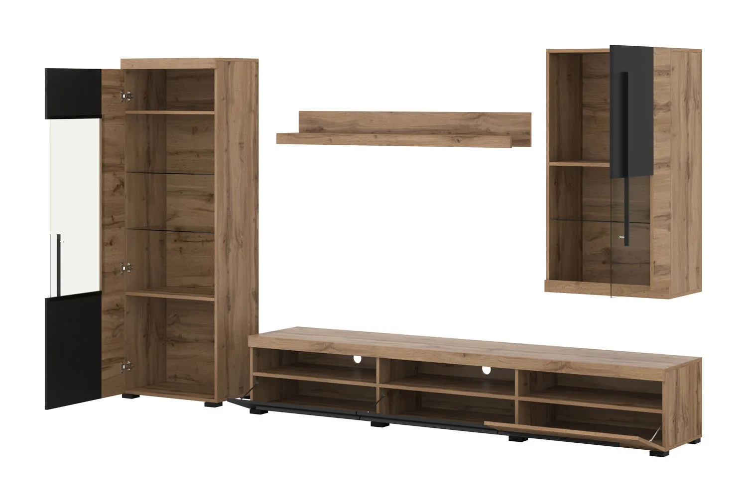 Meblościanka ROGER 10 dąb wotan/czarny - 22N2ZH10