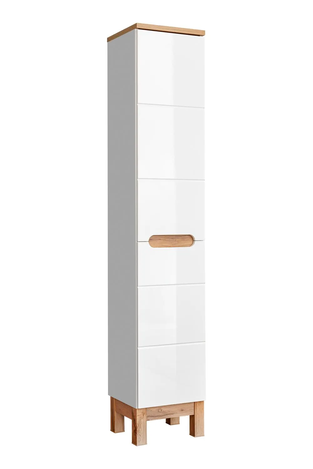 Szafka wysoka z koszem na pranie BALI biała, efekt drewna 187x35x33cm Szafka wysoka z koszem na pranie BALI biała, efekt drewna 187x35x33cm