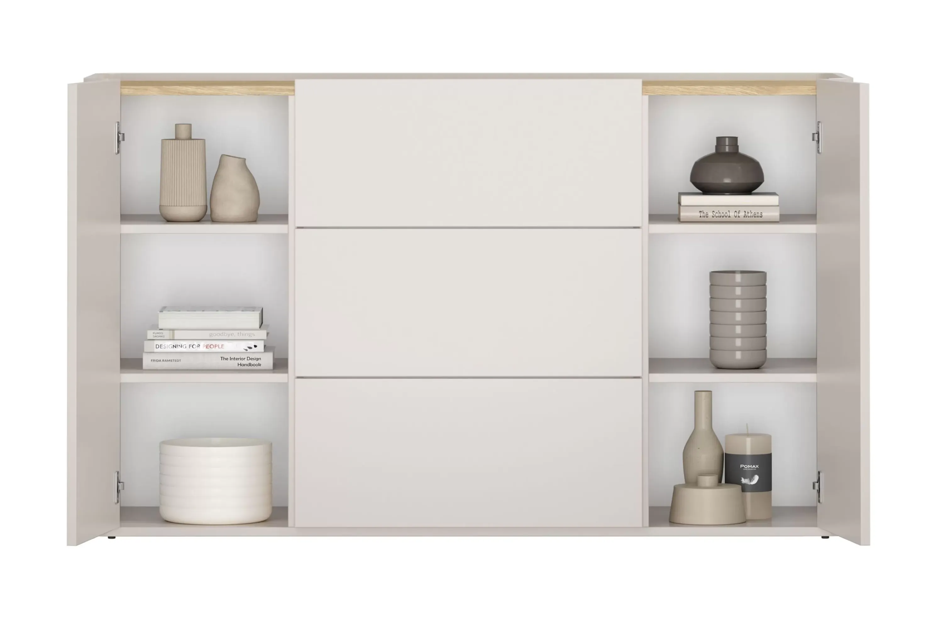 Komoda 2-drzwiowa z 3 szufladami ELIVO 150cm cashmere dąb olejowany — zdjęcie 4