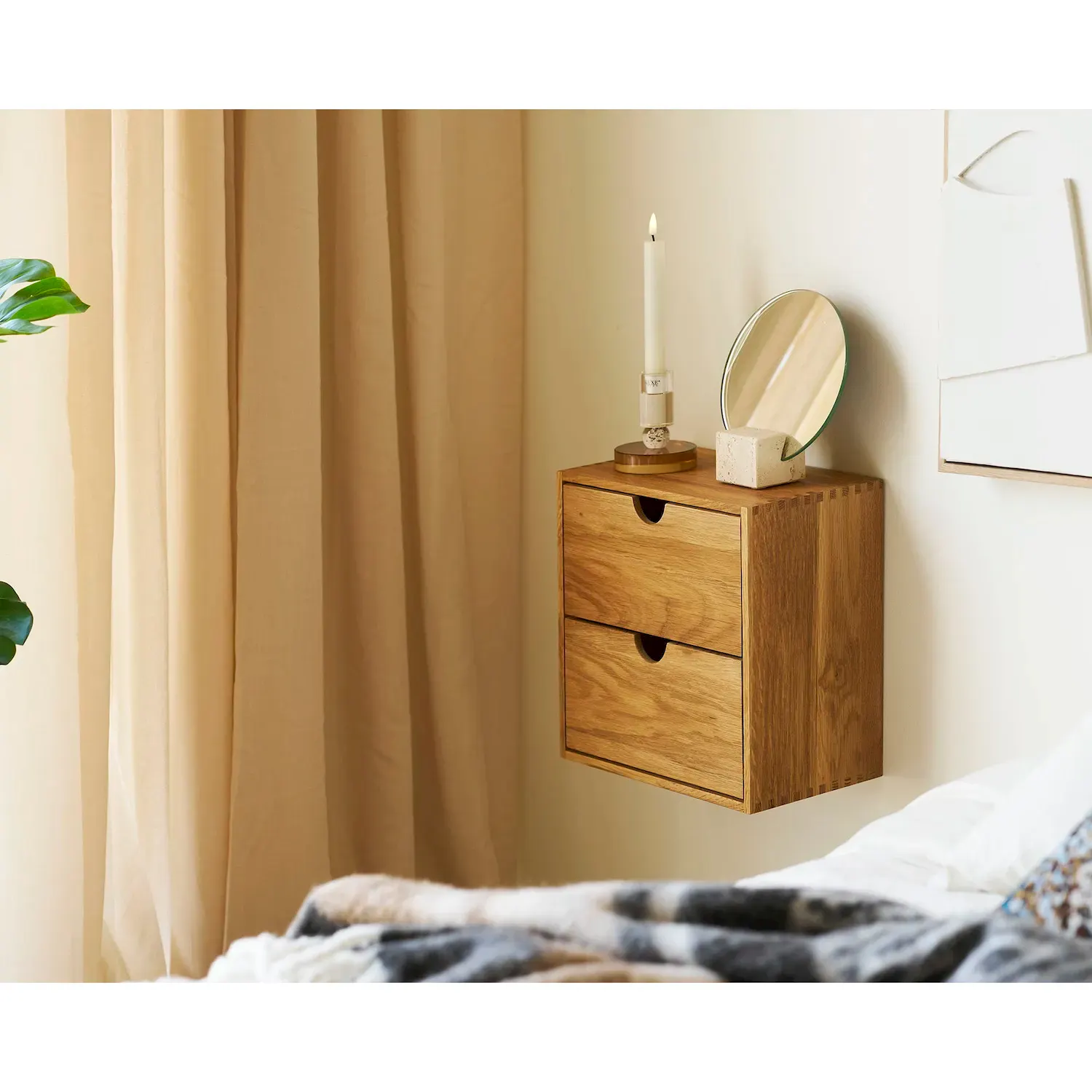 Półka ścienna drewniana z 2 szufladami TOWNSVILLE 18x30x30 cm naturalny - 4291144