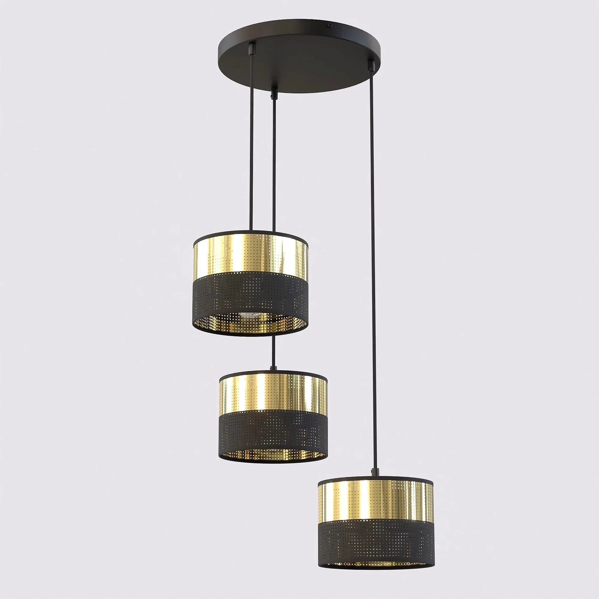 Lampa wisząca LUX 3 BL GOLD PREMIUM z abażurem czarna złota