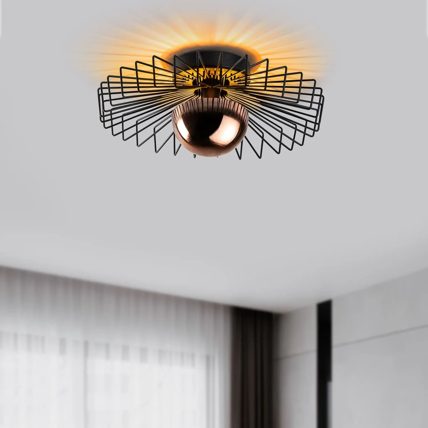 Żyrandol plafon ażurowy KAYA M czarny złoty - ASI_892OPV2432