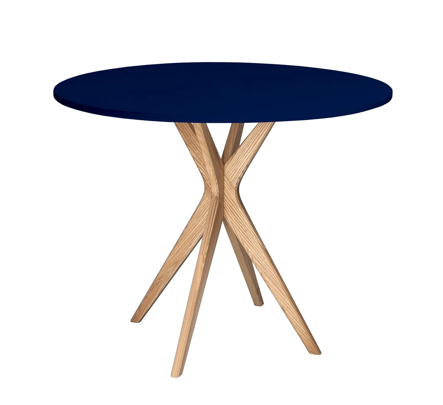 Mały okrągły stół JUBI 70x70 naturalny granatowy Stolik kawowy, Meble, Tabela, Stół do jadalni