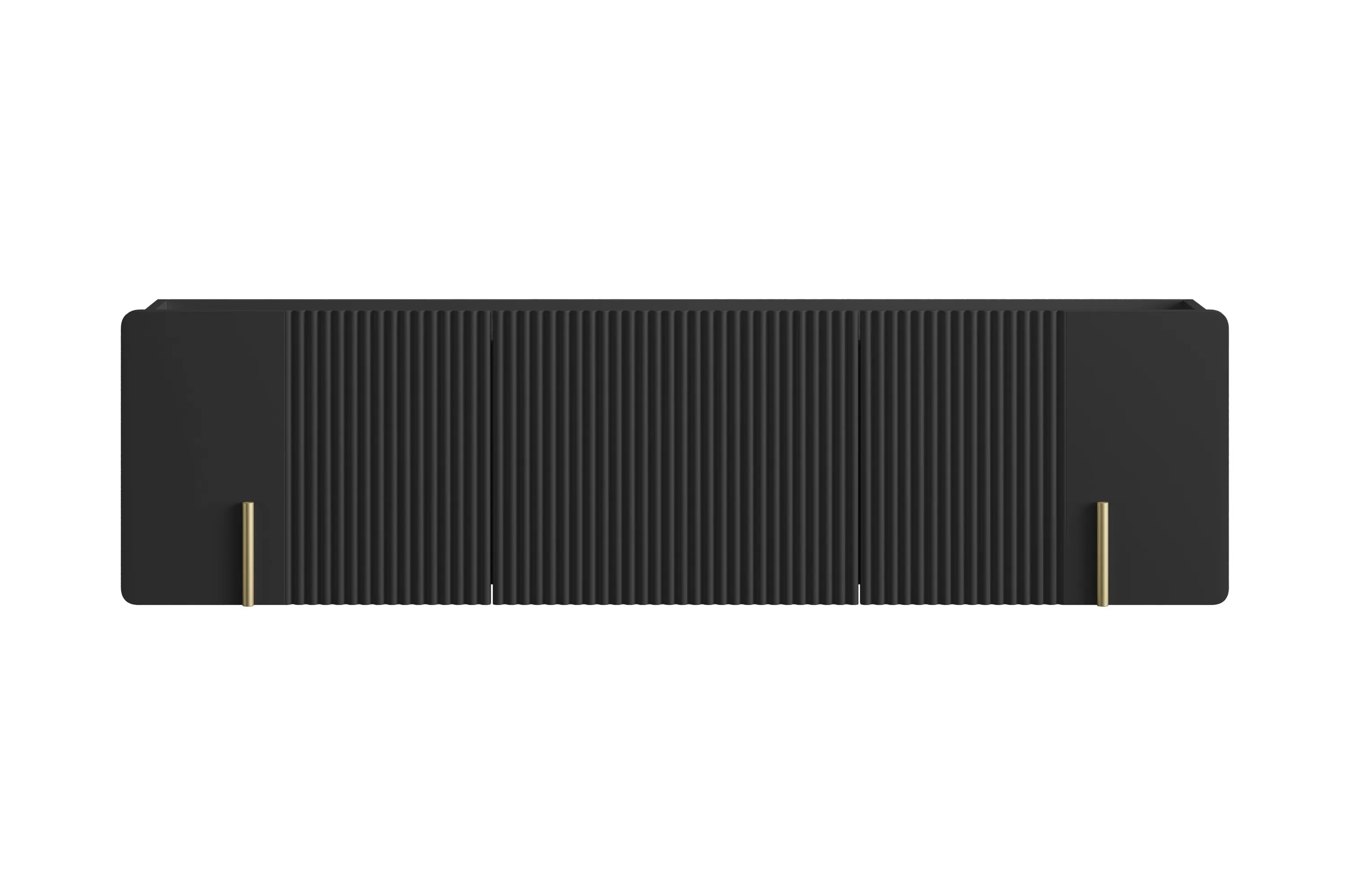 Szafka RTV wisząca MALMI 2-drzwiowa z 1 szufladą 150cm - czarny - złoty - B_166989