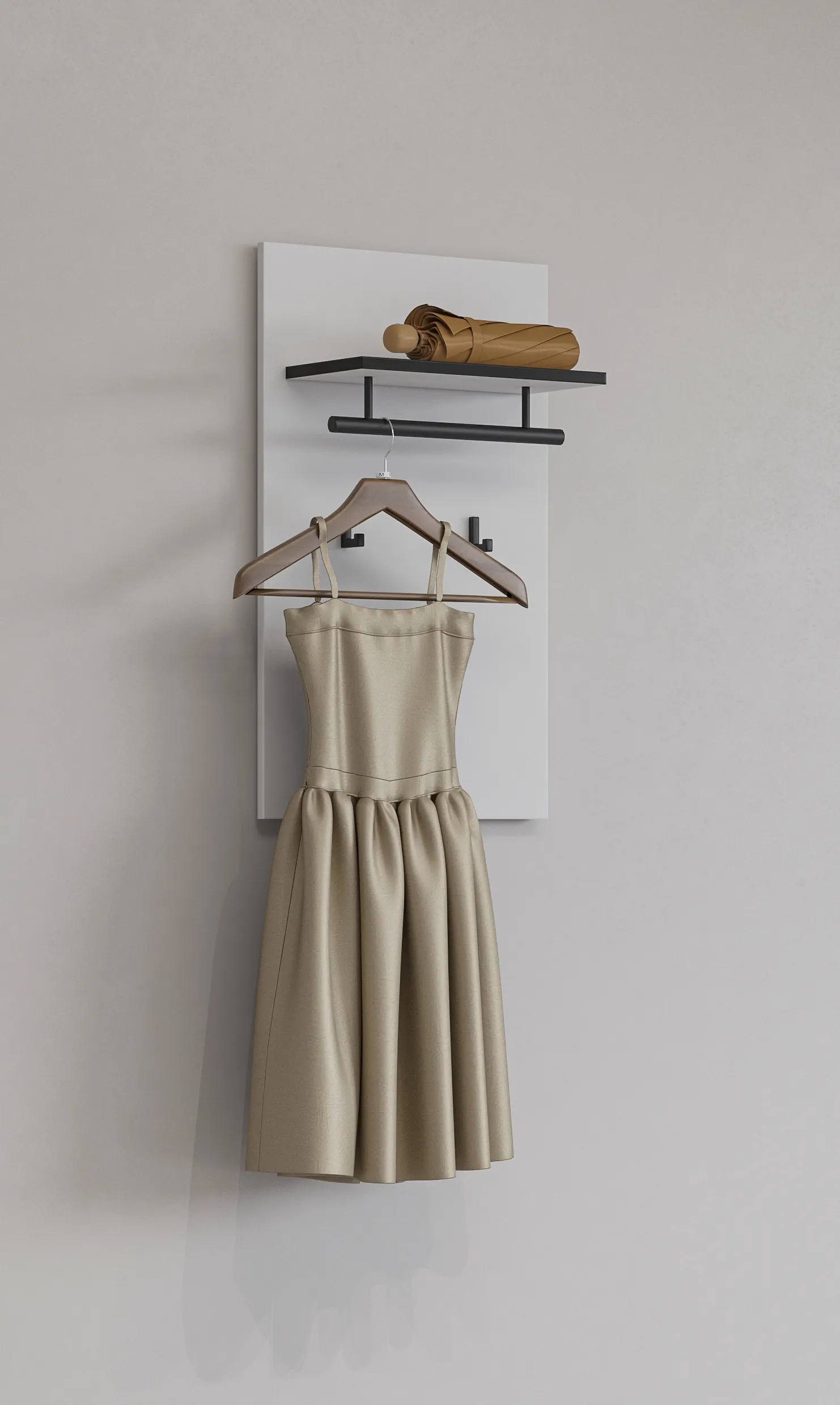 Panel z haczykami, półką i drążkiem CROSS 40x70 biało-czarny - 249WMY03