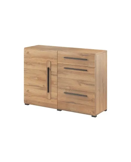 Komoda TULSA 45 jednodrzwiowa z szufladami dąb grandson czarne uchwyty 120x86x39cm Komoda TULSA 45 jednodrzwiowa z szufladami dąb grandson czarne uchwyty 120x86x39cm