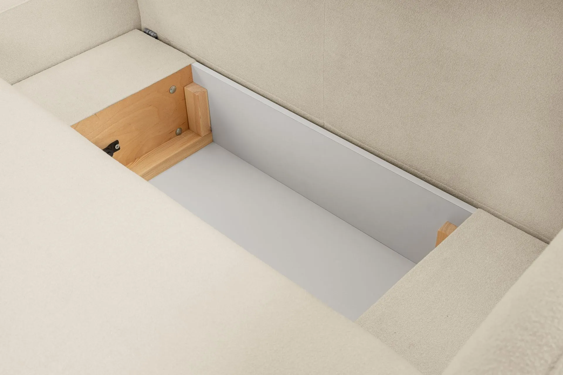 Narożnik rozkładany z pojemnikiem OLIO SICURIO 248 cm lewostronny beżowy - OLIO_NAR_SICURIO55_L