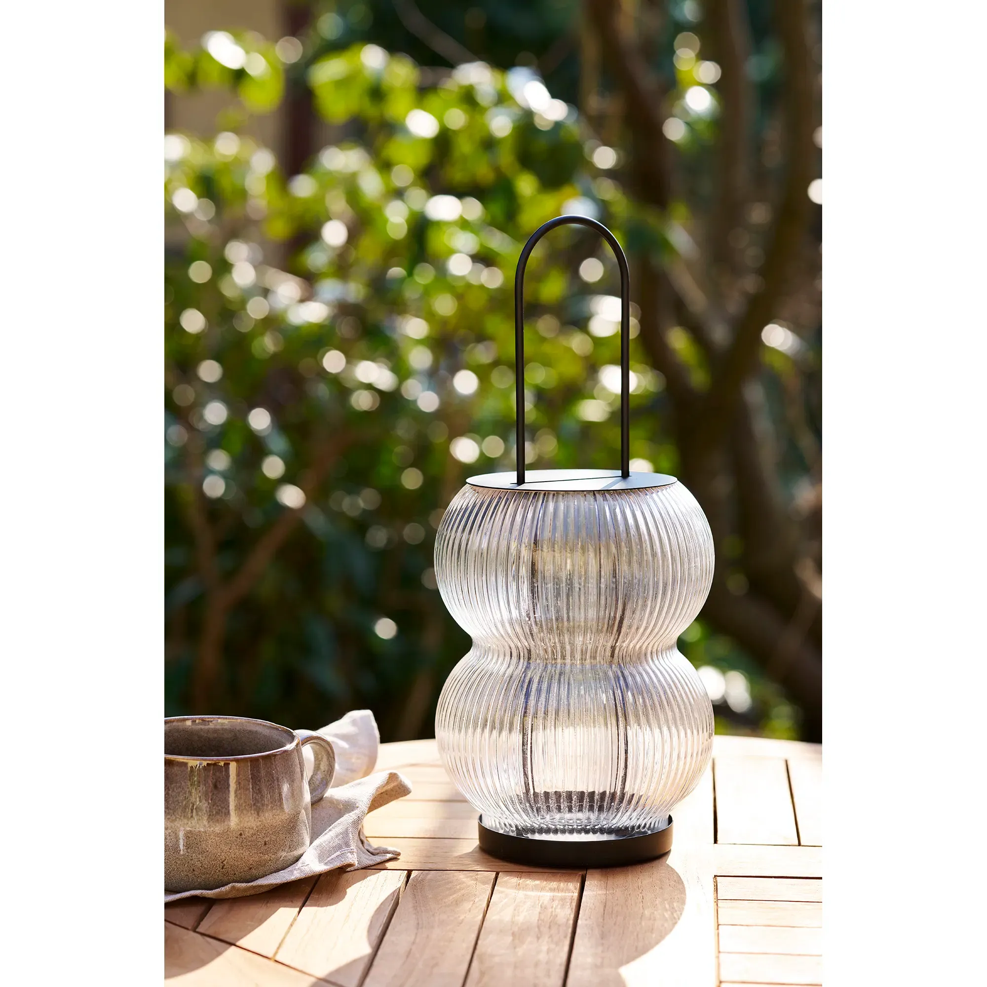 Latarnia LUCENA metal szkło szer.16 wys.36 cm czarny transparentny - 6407532