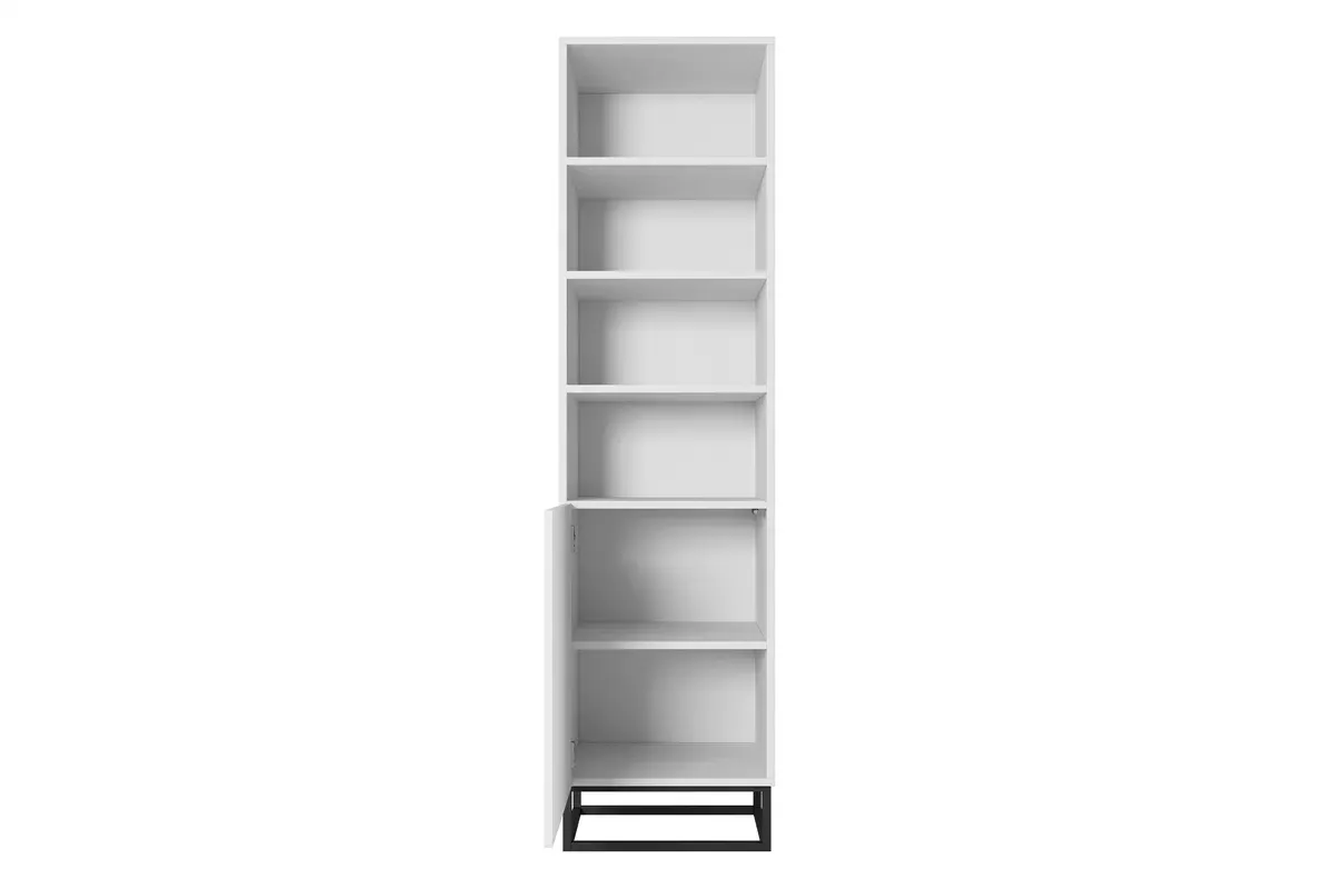 Regał ASHA 50 1D - czarny mat - dąb artisan - czarny stelaż- ryflowany front — zdjęcie 3