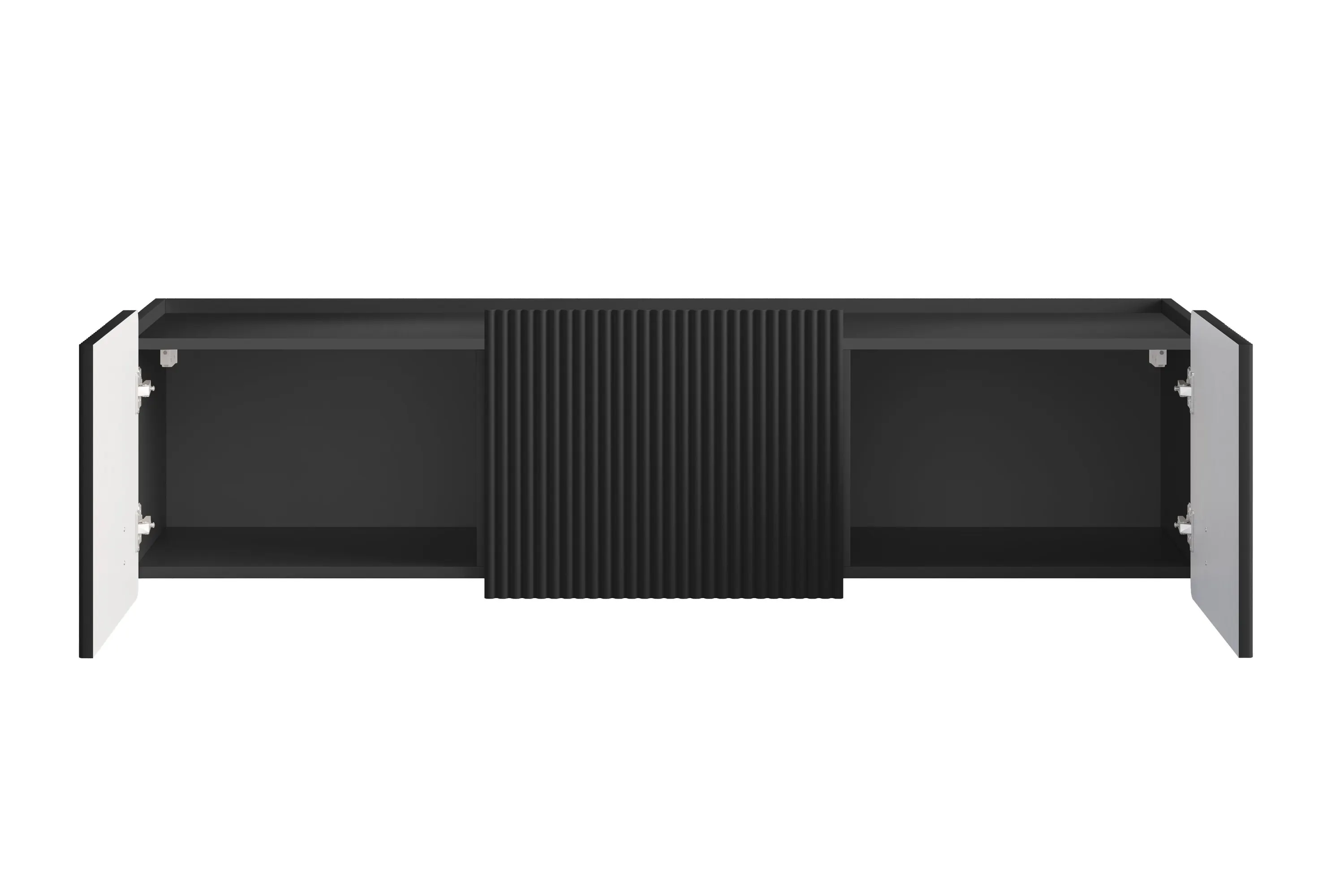 Szafka RTV wisząca MALMI 2-drzwiowa z 1 szufladą 150cm - czarna - B_166988