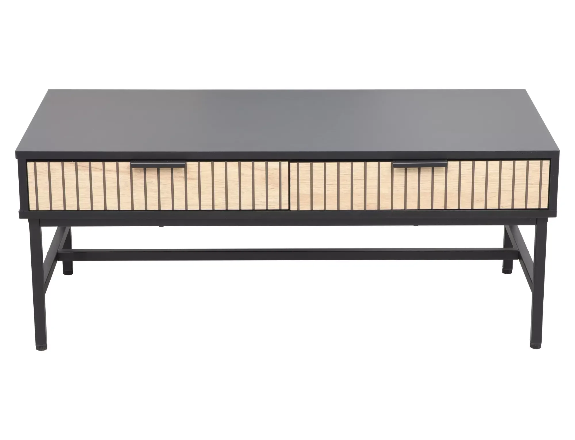 Stolik kawowy z szufladami MAGO L1 100x48 czarno-drewniany - MAGOL1