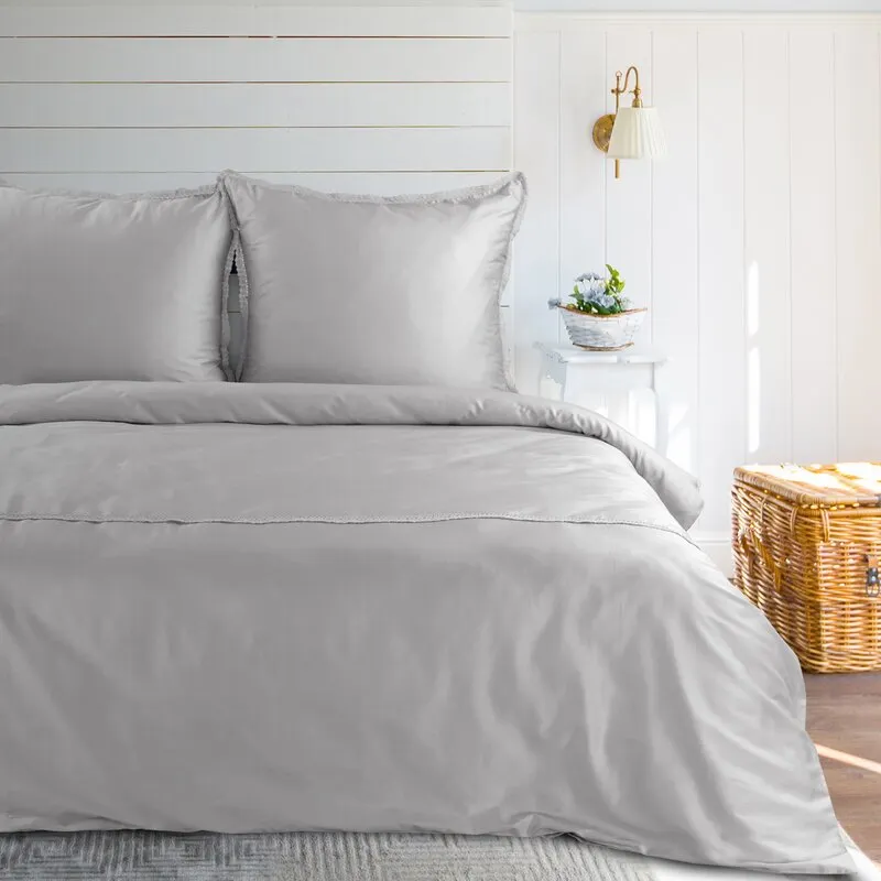 KOMPLET POŚCIELI RETRO 5 220 X 200 CM JASNOSZARY KOMPLET POŚCIELI RETRO 5 220 X 200 CM JASNOSZARY