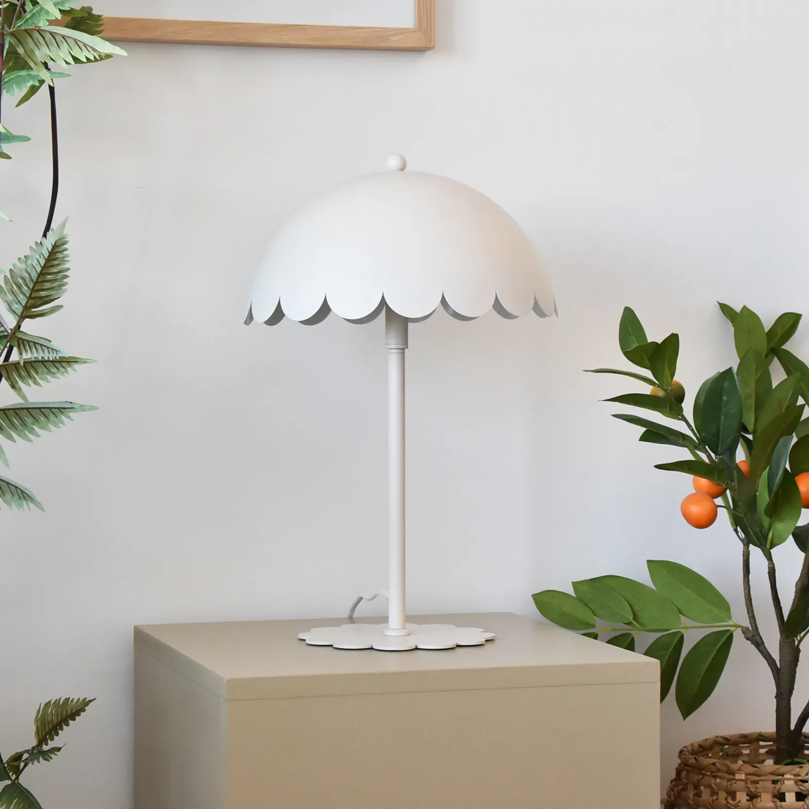 Lampa stołowa FLOW ø30 cm metalowa biała - LY04FLO/H43/BL