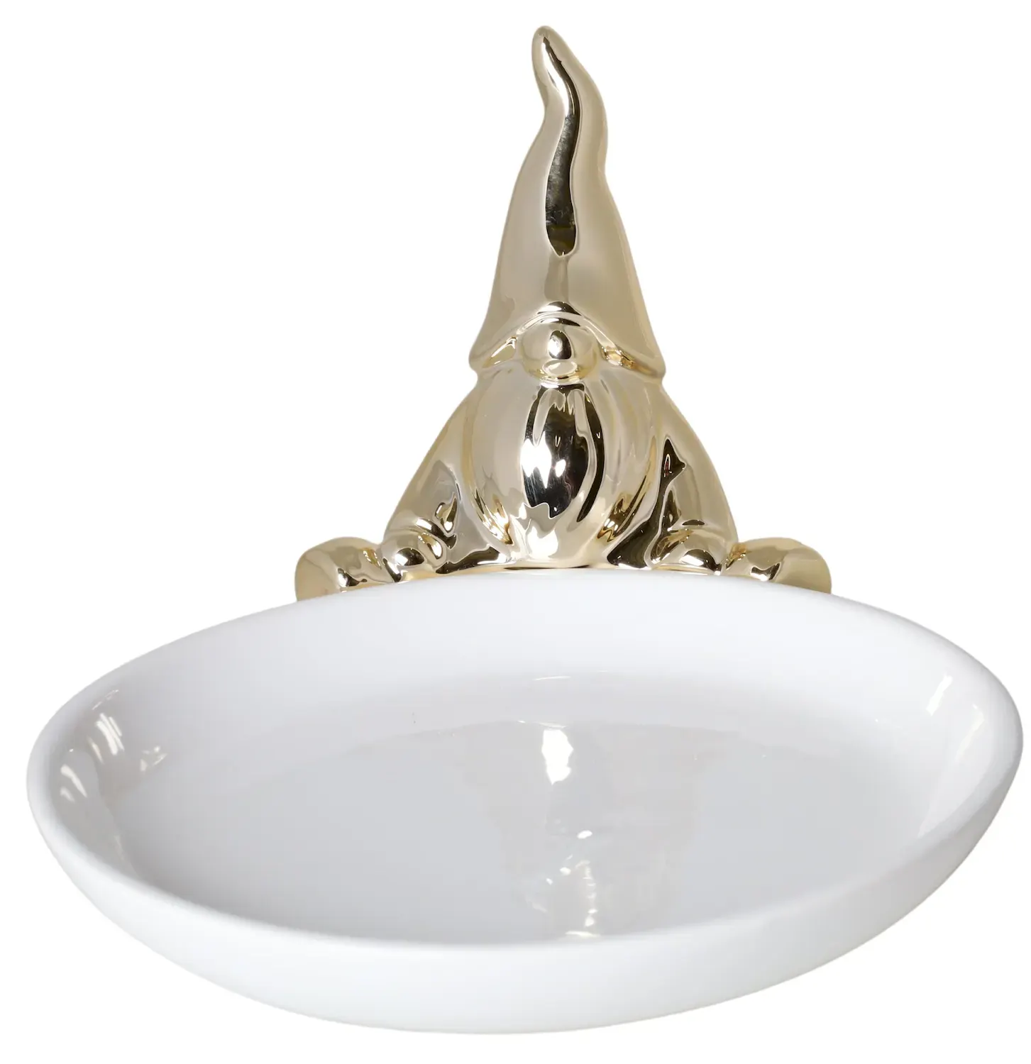 Talerz ceramiczny ZE ZŁOTYM KRASNALEM biały