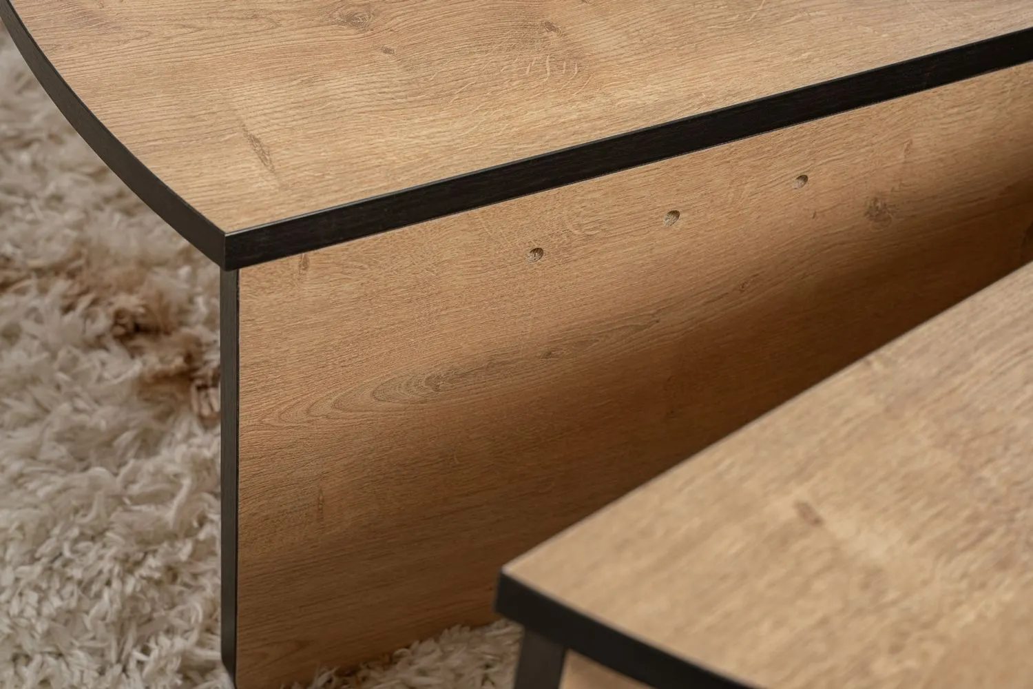 Stolik kawowy 2-elementowy ORION 90x90 cm dąb naturalny z czarną lamówką - ASI_353NRD1119