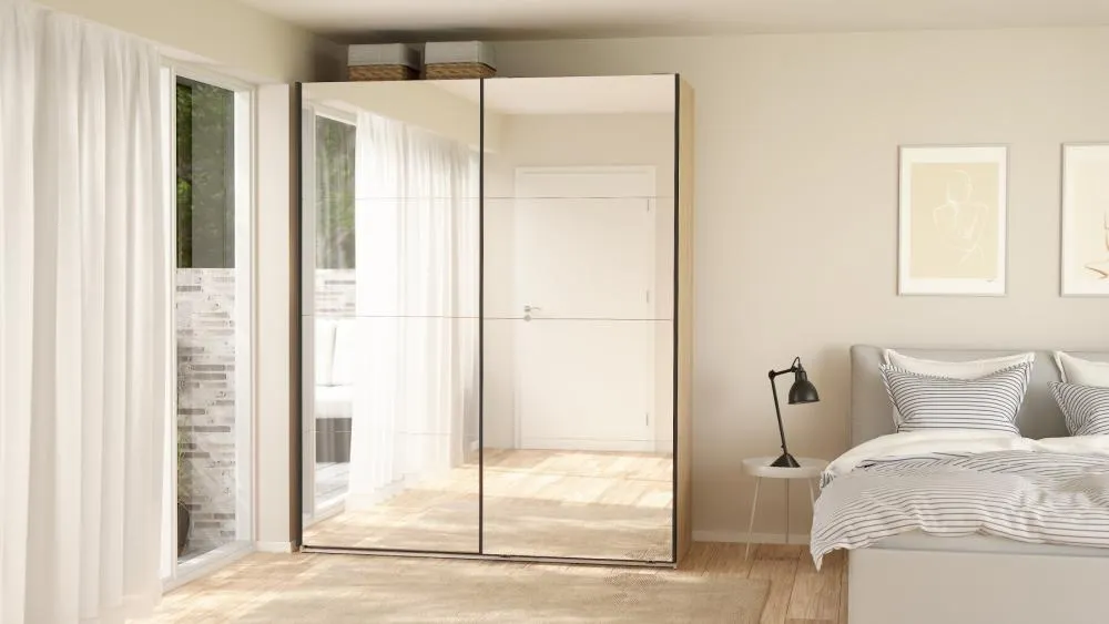 Szafa przesuwna 2-drzwiowa z lustrami BERGAMO 180 x 220 cm Jackson Hickory - TV_65200/15HLMI