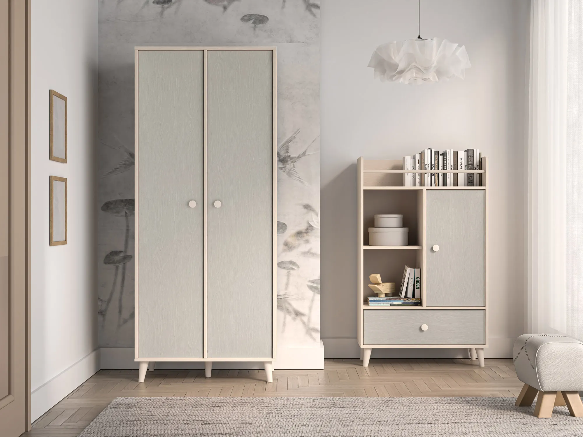 Szafa 2-drzwiowa MEVEL 02 piasek pustyni, szary pallad - 1MEVE02-002