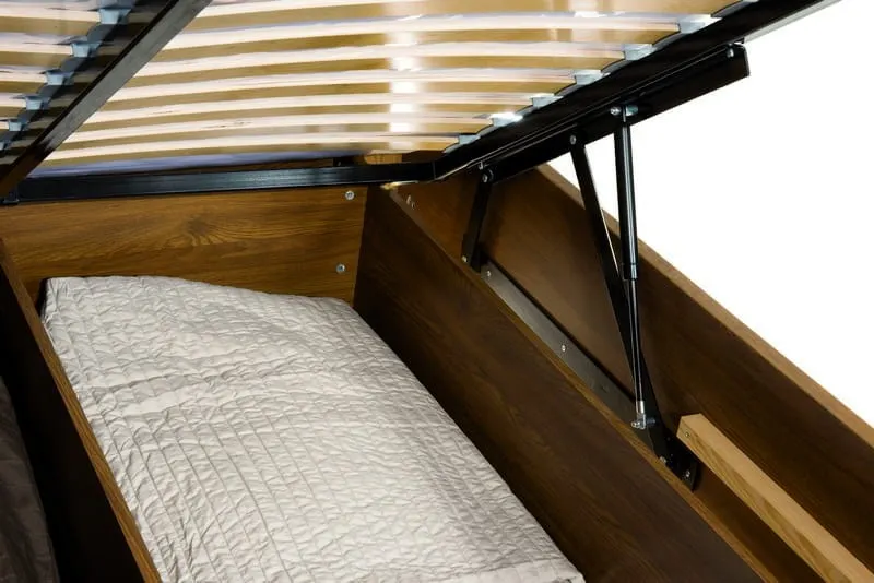 Łóżko VELVET 74 dwuosobowe z pojemnikiem tapicerowanym zagłówkiem dąb rustical latte 140x200cm - TH-100-1004