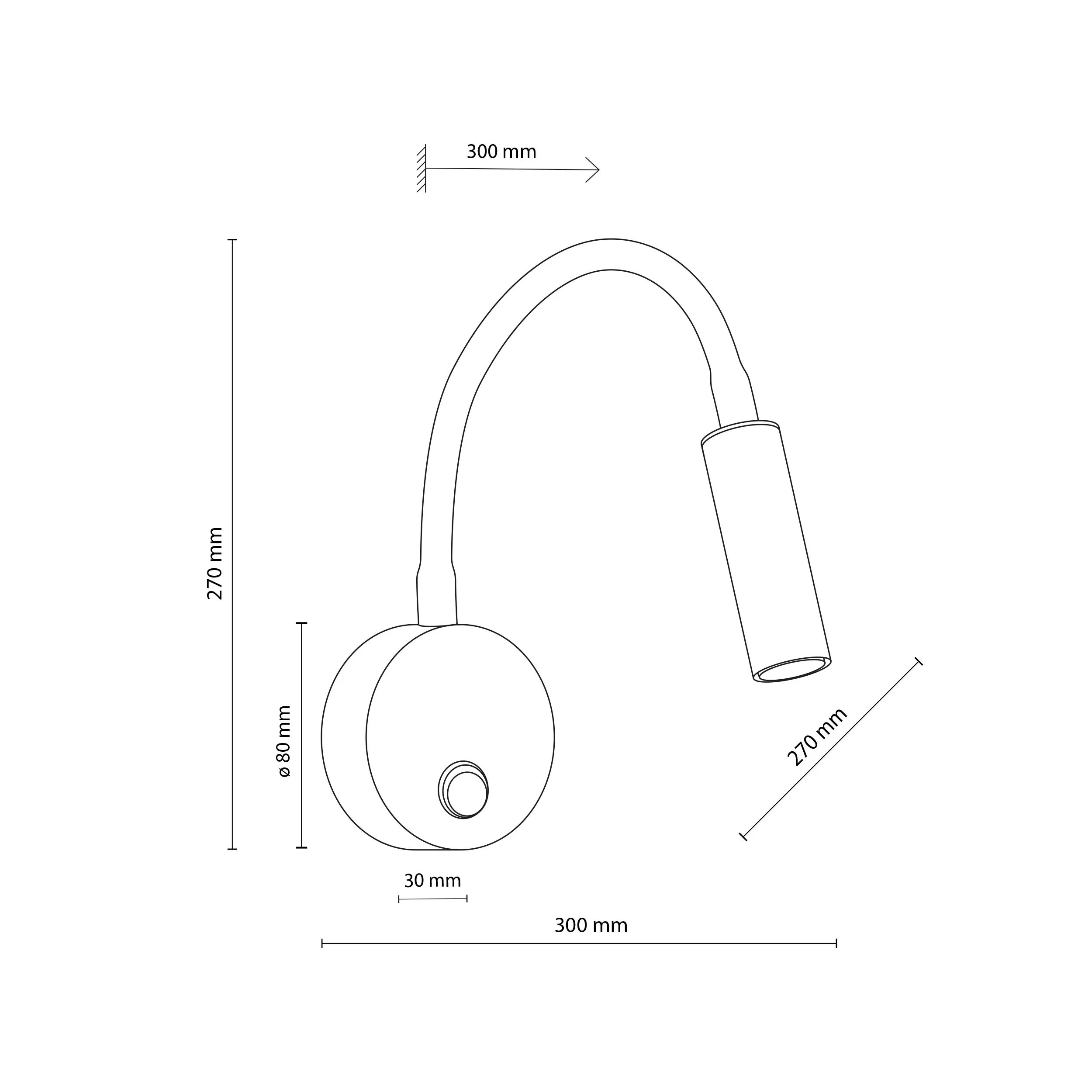 Kinkiet LAGOS czarny regulowane ramię ze złotym reflektorem oraz włącznikiem 30x27cm - TK_10039