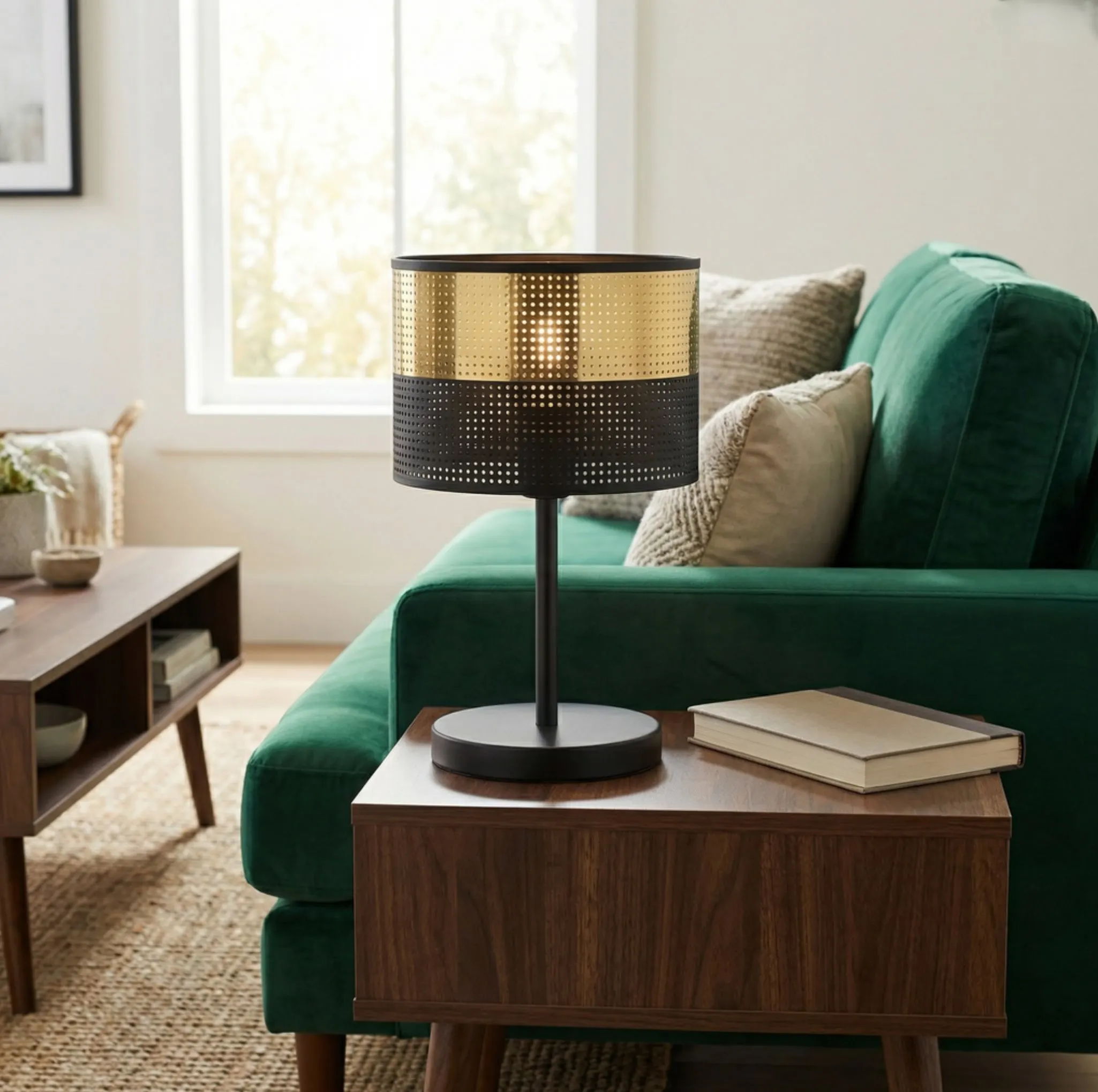 Lampa stołowa LUX LN1 BL GOLD z abażurem czarna złota - 1649/LN1