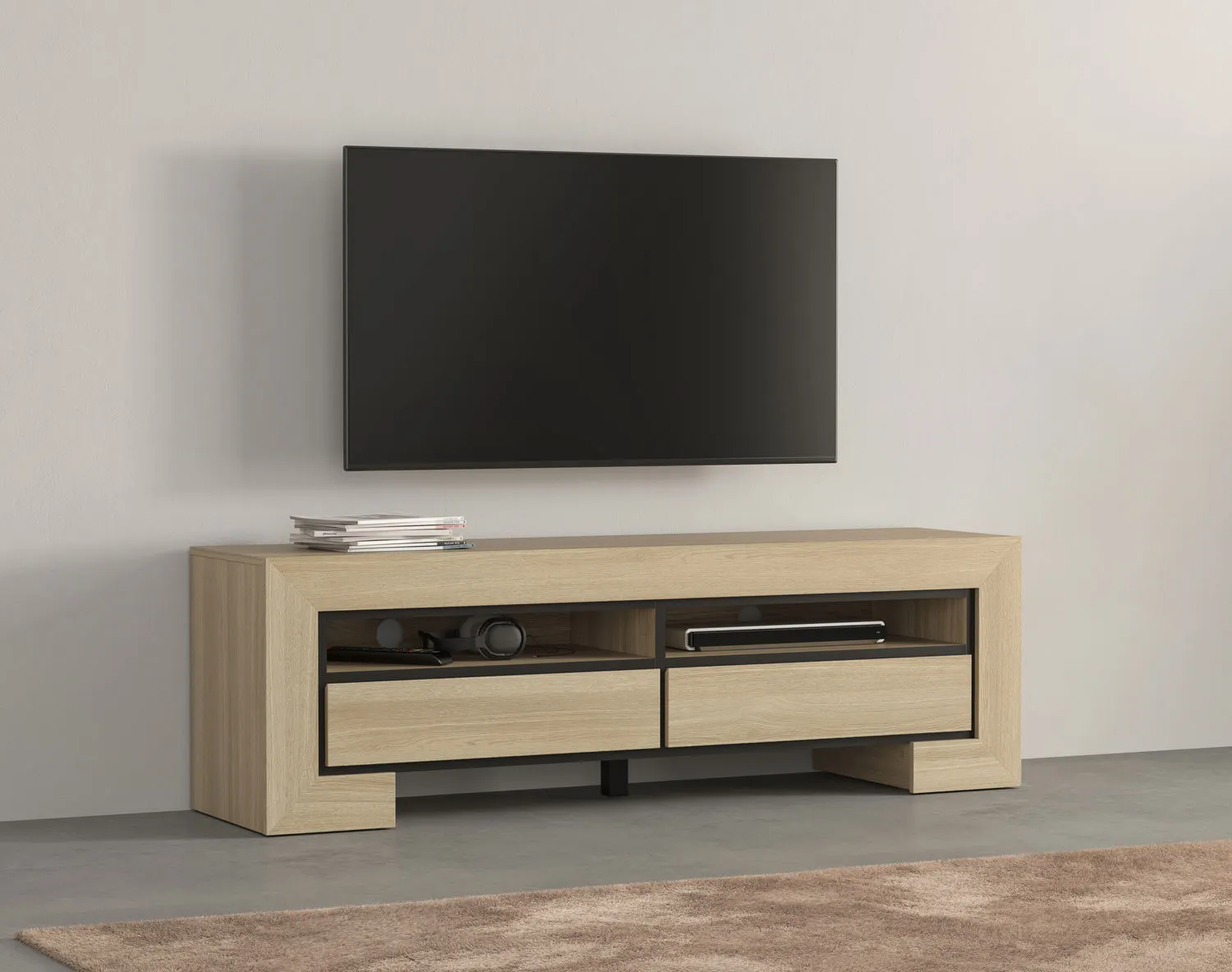 Komoda RTV z szufladami CUBA II 160 cm dąb samdal — zdjęcie 9