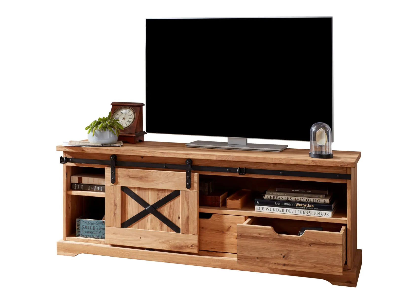 Szafka rtv dębowa TIDY 150 cm z szufladami, dąb olejowany - GK_1034240701